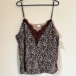 NWT Melrose & Market Cheetah Print Lace Camisole - Size: 2X